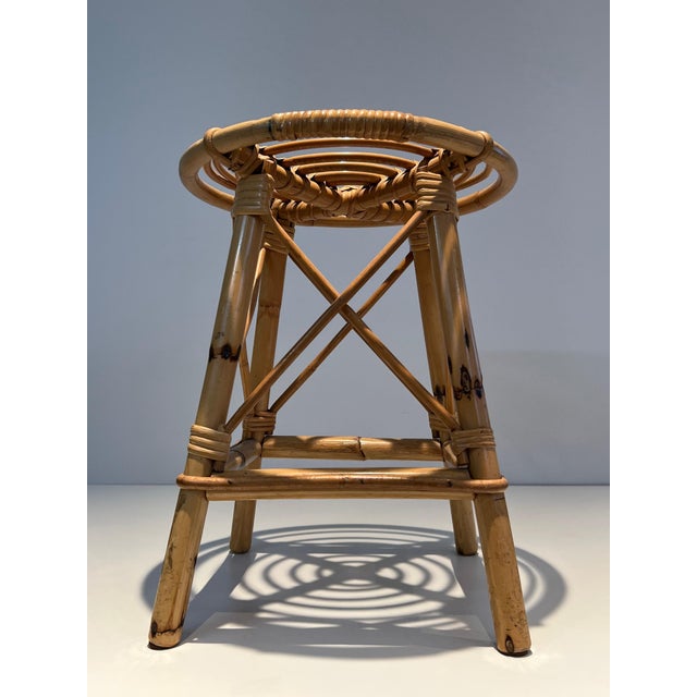 Wood French Rattan Stool, Circa 1970 For Sale - Image 7 of 12