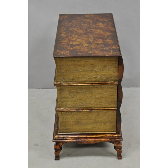 Decorator 3 Drawer Stacked Faux Book Form Italian Side Table W/ Oil Drop Finish For Sale - Image 12 of 13
