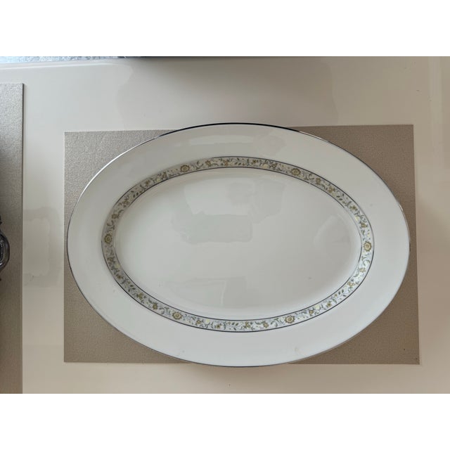 Ceramic Lenox Oval Serving Platter Springdale With Platinum Trim For Sale - Image 7 of 8