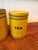 Early 20th Century Bright Yellow Enamel Flour, Sugar, Coffee & Tea Kitchen Canisters – Set of 4 For Sale - Image 9 of 17