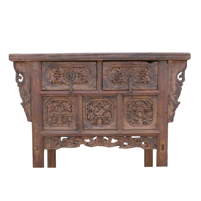 Hand Carved Early 19 Century Antique Chinese Console Table For Sale - Image 4 of 6