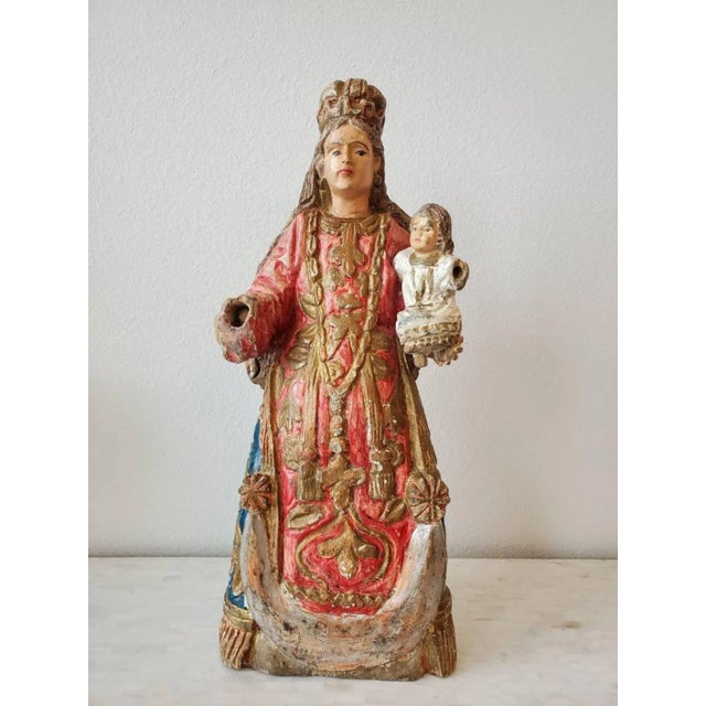 Antique Spanish Colonial Carved Santo Altar Figure For Sale - Image 11 of 11