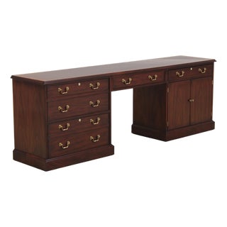 Henkel Harris Mahogany Banded Kneehole Credenza For Sale