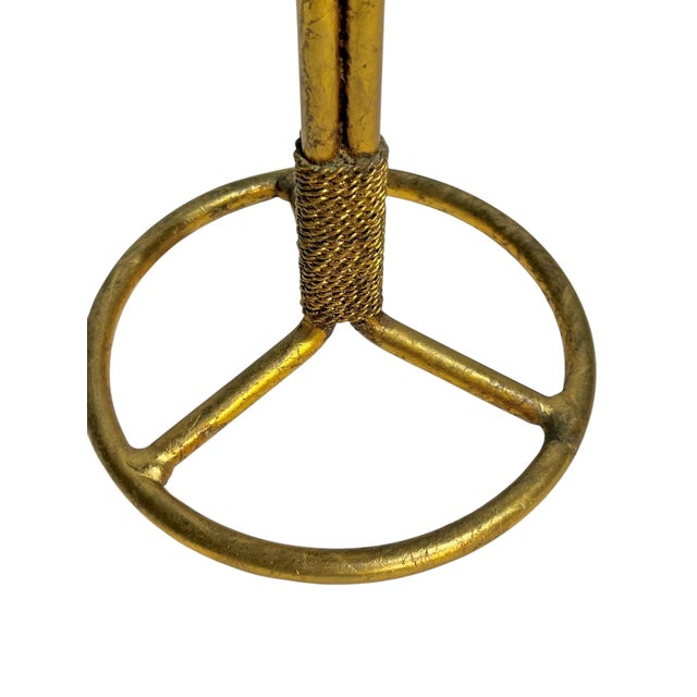 Bronze Vintage Italian Gold Tole Freestanding Towel Ring Stand For Sale - Image 8 of 11
