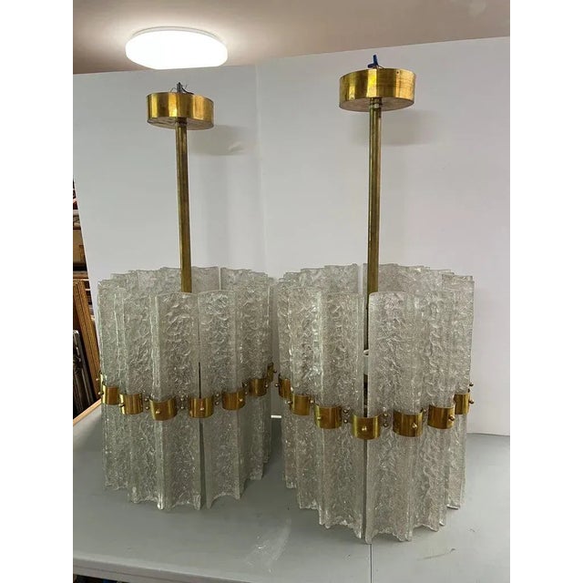 Orrefors Pair of Large Crystal Orrefors Chandeliers by Carl Fagerlund For Sale - Image 4 of 15