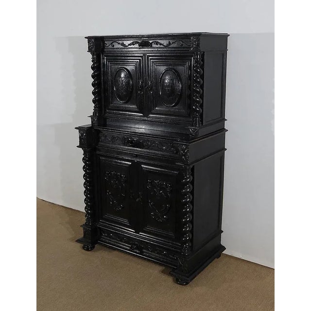 Louis XIII Style Work Cabinet & Desk Table, Set of 2 For Sale - Image 4 of 18