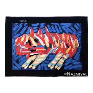 Nazmiyal Collection Vintage Scandinavian Clown Cat Karel Appel Art Rug For Sale
