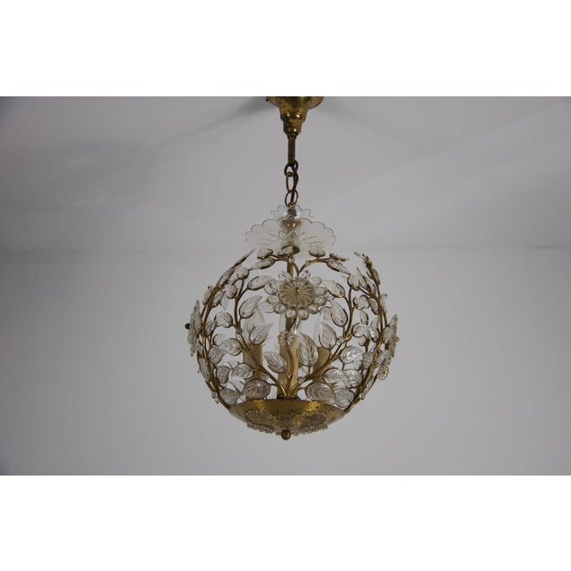 1960s Brass and Crystal Glass Chandelier attributed to Ernst Palme for Palwa, 1960s For Sale - Image 5 of 14