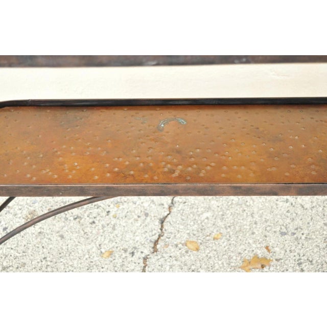 French Art Nouveau Brutalist Mid Century Scrolling Iron Kitchen Island Bar Table For Sale - Image 9 of 12