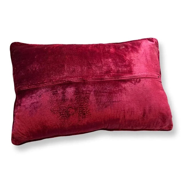 Antique Italian Hand Embroidered Pillow With Metal Time Threads on Silk Velvet. For Sale - Image 4 of 5