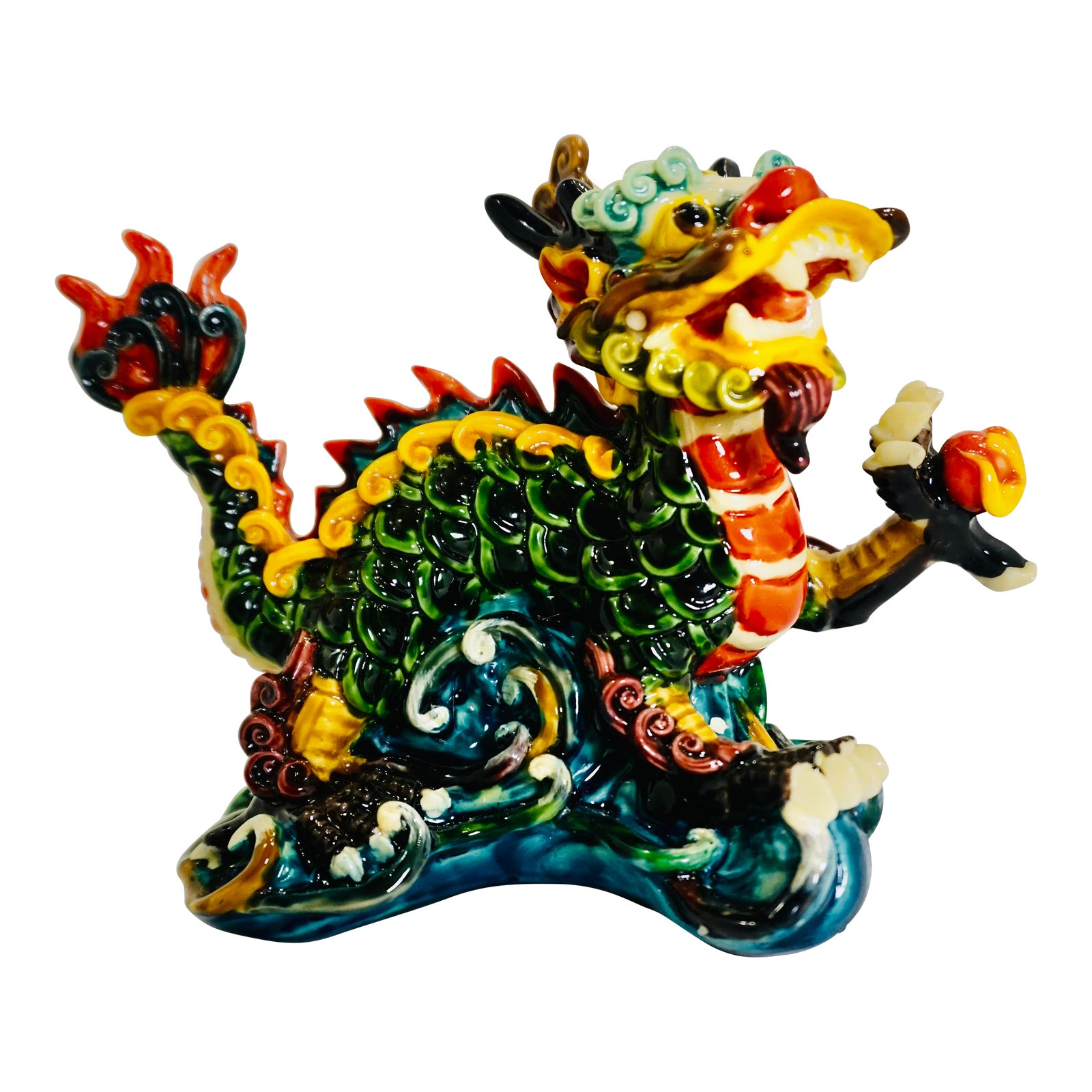 1990s Koji Pottery Asian Porcelain Dragon Statue Chairish