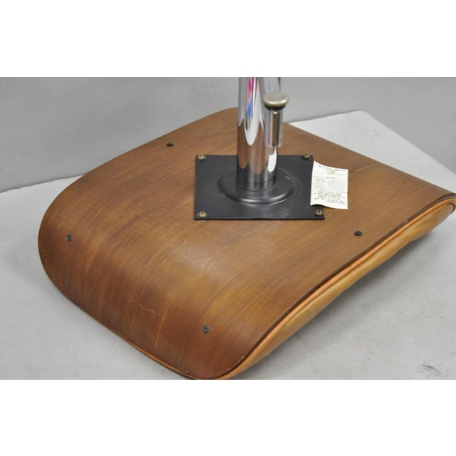 Vintage Selig Mid Century Modern Eames Style Chrome Walnut Footstool Ottoman For Sale - Image 12 of 15