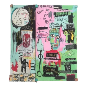 Jean Michel Basquiat Estate Fine Art Lithograph Pop Art Print " in Italian " 1983