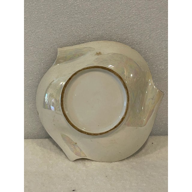 Hand Painted floral ceramic mid century luster ware ash tray with gold gilt decoration