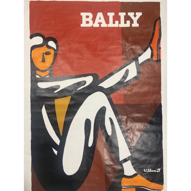Red Bally Man Poster from Villemot, 1986 For Sale - Image 8 of 9