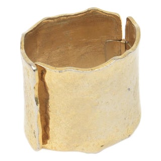Vintage Hand Hammered Gold Plated Cuff Bracelet For Sale