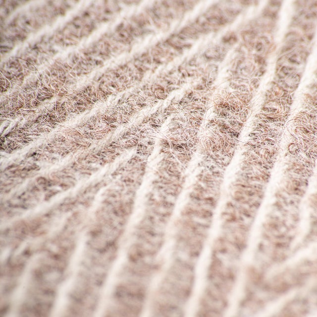 Contemporary Taupe & Ecru Chevron Rectangular Lumbar Alpaca Pillow For Sale - Image 3 of 4