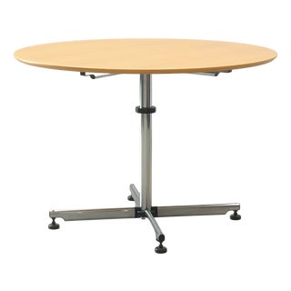 Classic Adjustable Usm Kitos Round Table in Beech from Usm Haller, 1990s For Sale