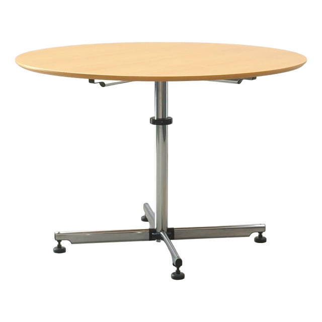Classic Adjustable Usm Kitos Round Table in Beech from Usm Haller, 1990s For Sale