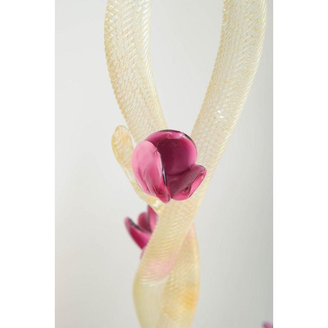 1960s Large Two-Light Art Glass Candlestick with Floral Elements, 1960s For Sale - Image 5 of 7