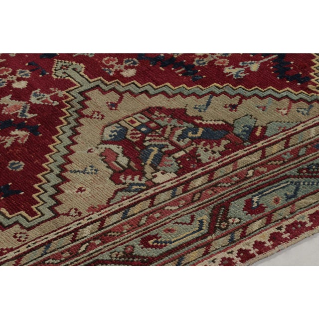 Traditional Antique Ghiordes Runner Rug, Rich Red With Dense Floral Patterns - Rug & Kilim For Sale - Image 3 of 8