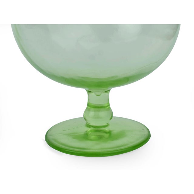 Early 20th Century Ivy Ball Leach Bowl Style Uranium Glass Vase For Sale - Image 4 of 5