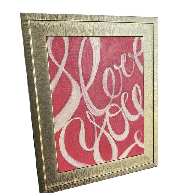 Artist: Tatiana Duperault Frame Size: 14.5” x 17.5” Title: I Love You Medium: Acrylic on canvas board Frame: Gold frame...