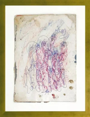 Purvis Young Congregation (Original Mixed Media on Paper)
