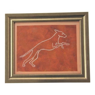 Dog Greyhound Minimalism English Traditional Burnt Orange Beige Brown Original Oil Painting by Cleo Plowden For Sale
