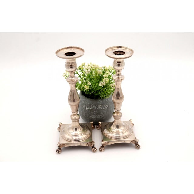 Silver Candlesticks with Turned Stems, Set of 2, in Good conditions.