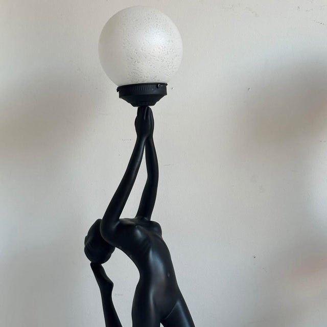 Art Deco 1980s Pair of Neo-Art Deco Nude Lady Figurine Lamps From the For Sale - Image 3 of 10