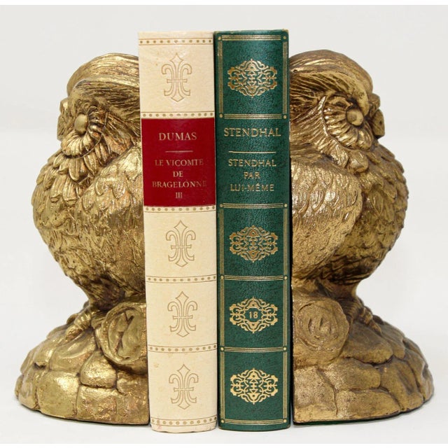 Vintage Cast Solid Brass Owl Bookends Mid-Century Modern 1950s For Sale - Image 9 of 11