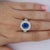 4.73 Carat Grs Certified Oval Blue Sapphire & Double Diamond Halo Ring Size 9 For Sale - Image 4 of 9