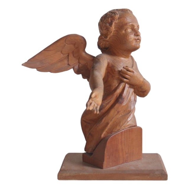 19th Century Belgian Carved Oak Cherub Statue For Sale