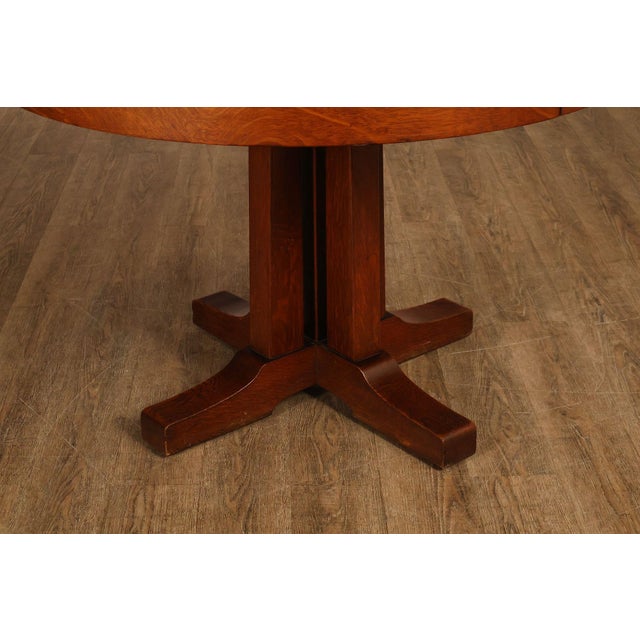Antique L. & J.G. Stickley No. 716 Mission Oak Shoe Foot Round Dining Table For Sale - Image 9 of 18