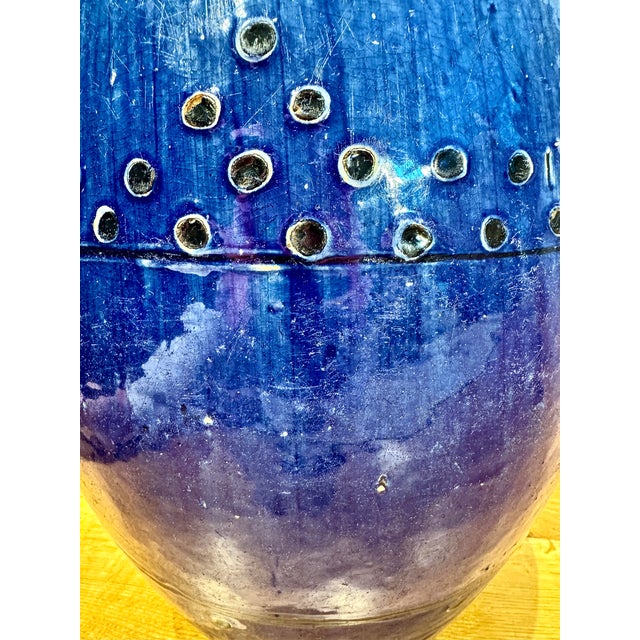 Antique Chinese Export Cobalt Blue Glazed Garden Stool, Mask Handles For Sale - Image 9 of 12