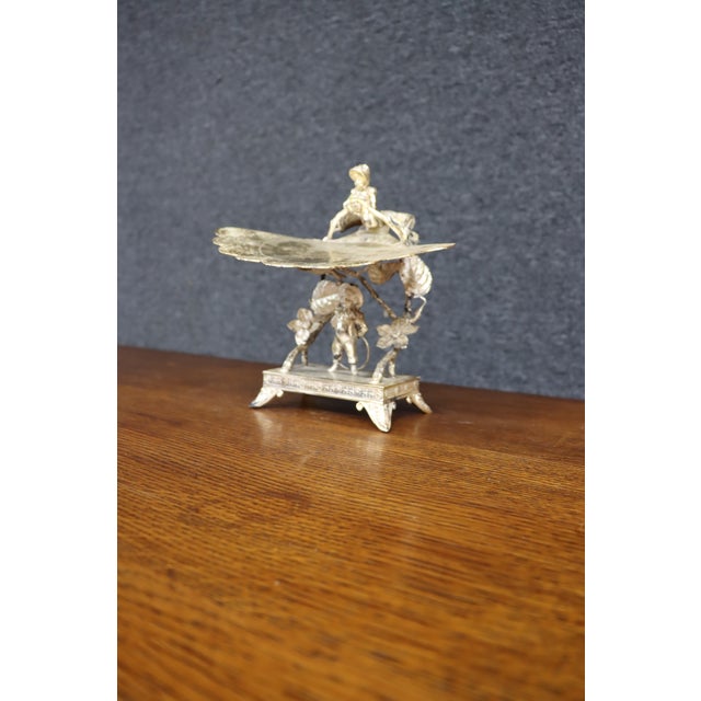 Victorian Victorian Figural Silver-Plate Tazza With Engraved Floral Tray For Sale - Image 3 of 18