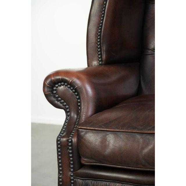 Cowhide Chesterfield Wing Armchair For Sale - Image 10 of 13