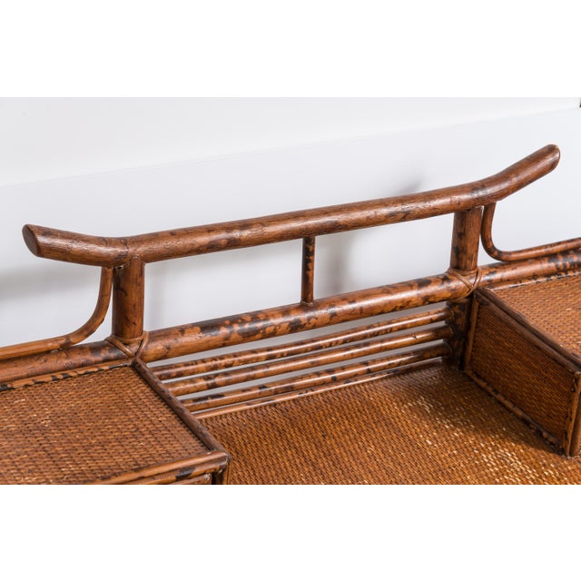 Pagoda Writing Desk British Colonial Style Rattan & Grasscloth For Sale In West Palm - Image 6 of 10