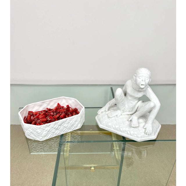 White Ceramic Monkey Box Sculpture from Vivai Del Sud, Italy, 1970s For Sale - Image 8 of 14