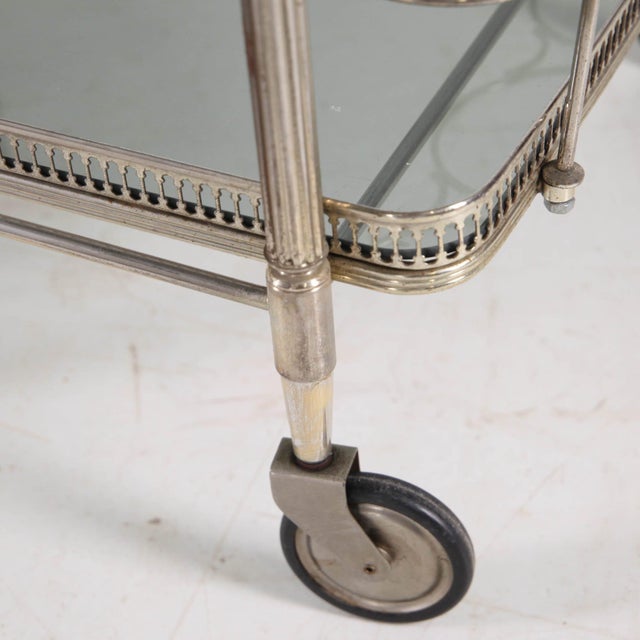 Silver-Plated Metal Serving Cart, 1970s For Sale - Image 6 of 18