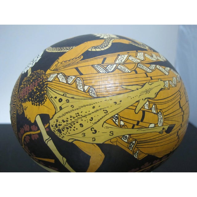 Black Yiannis Nomikos Exekias Male Homoerotic Mythology Painting Art on Ostrich Egg For Sale - Image 8 of 10