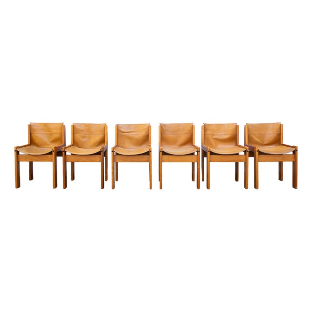 Solaris Leather Chairs by Franco Vattolo for Ibisco, 1970s, Set of 6 For Sale