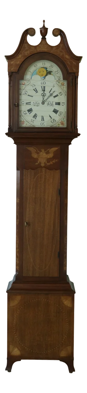 Sligh Joseph Doll Henry Ford Inlaid Mahogany Grandfather Clock