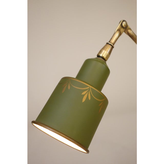 1940s 1940s Industrial Machine Age Empire Regency Toleware Brass Articulating Table Lamp For Sale - Image 5 of 10