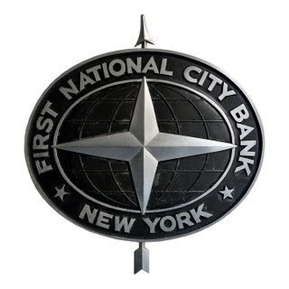 1950's Cast Aluminum First National City Bank New York Signage For Sale
