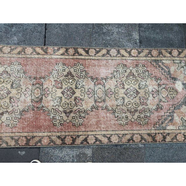 Textile 1960s Turkish Oushak Hallway Runner Rug For Sale - Image 7 of 11