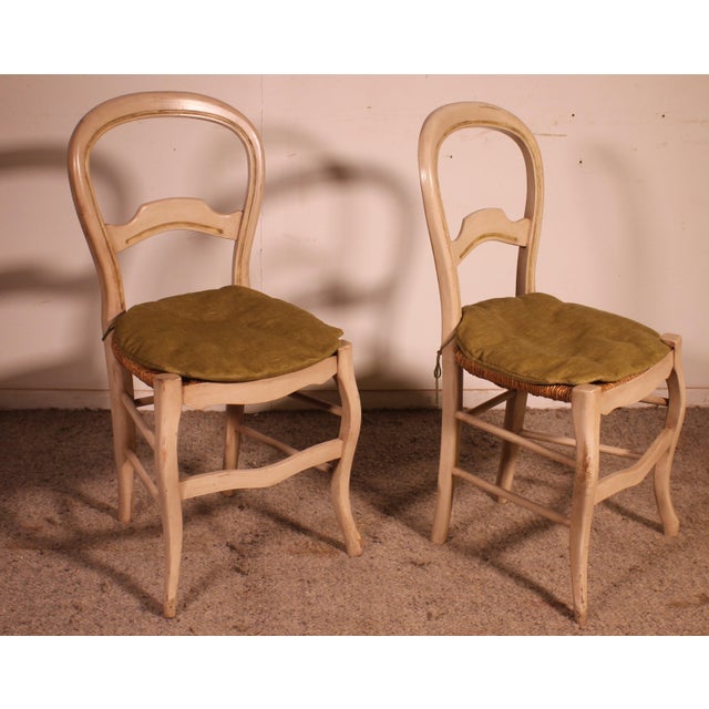 1950s Polychrome Wooden Straw-Seated Chairs, 1950s, Set of 2 For Sale - Image 5 of 11