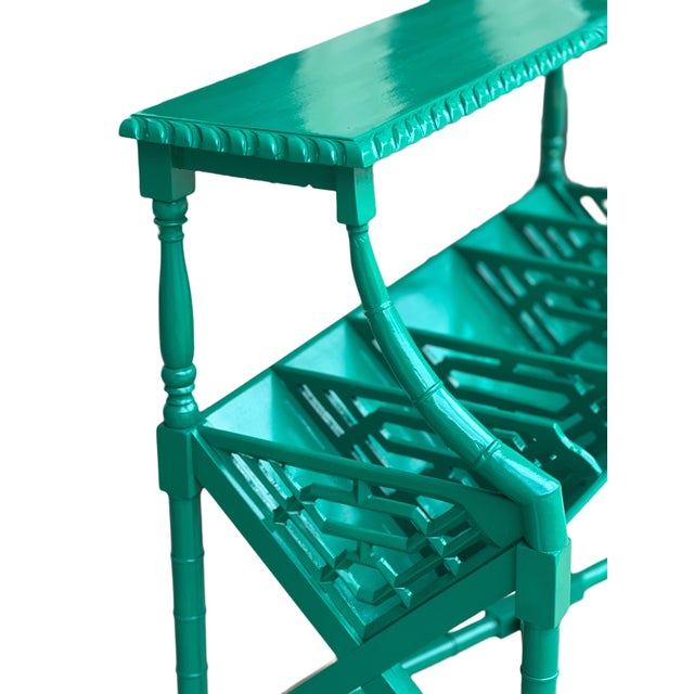 1960s Painted Chinese Chippendale/Faux Bamboo Console For Sale - Image 5 of 10