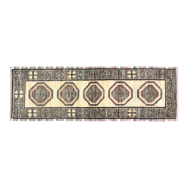 1970s Oushak Hand Knotted Wool Rug, 2'9"x8'8'' For Sale